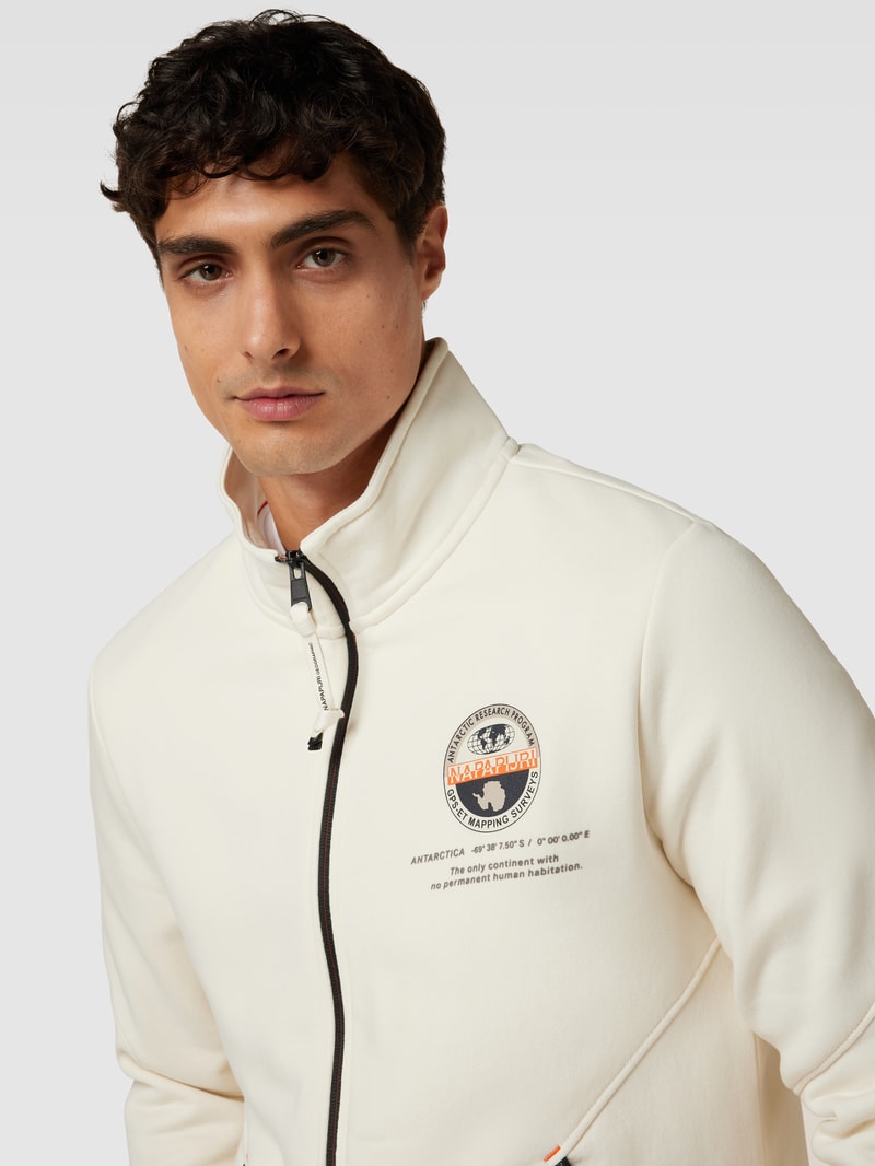 Sweatjacke mit Stehkragen in offwhite