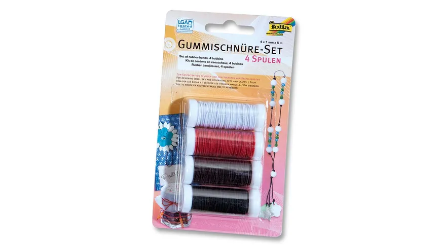 folia Gummischnüre-Set, 4 Spulen à 5 m 20 m sortiert