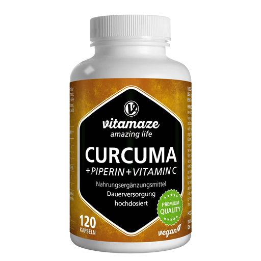 CURCUMA PIPERIN Vitamin C vegan Kapseln  120 St  Kapseln