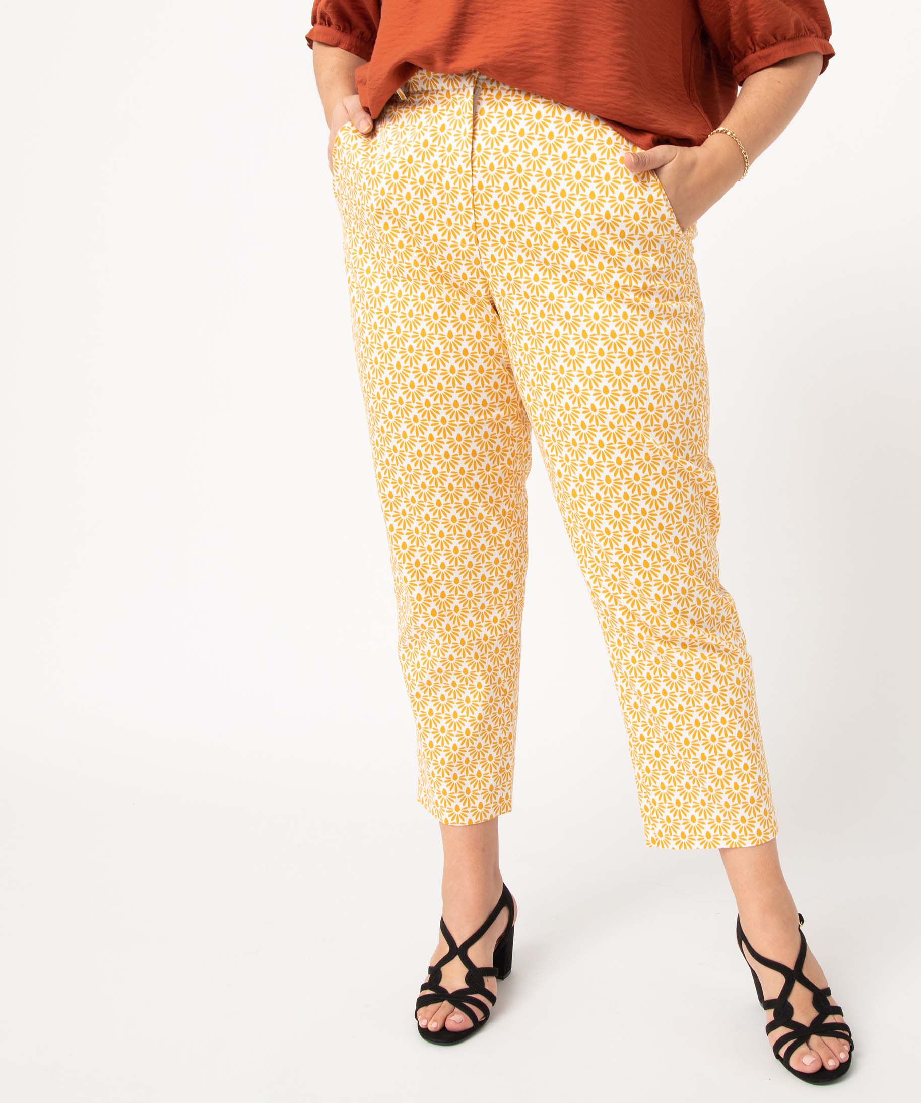 Pantalon femme grande taille extensible à motif imprime | GEMO