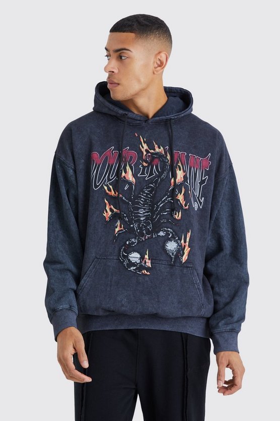 Oversize Hoodie mit Skorpion-Print