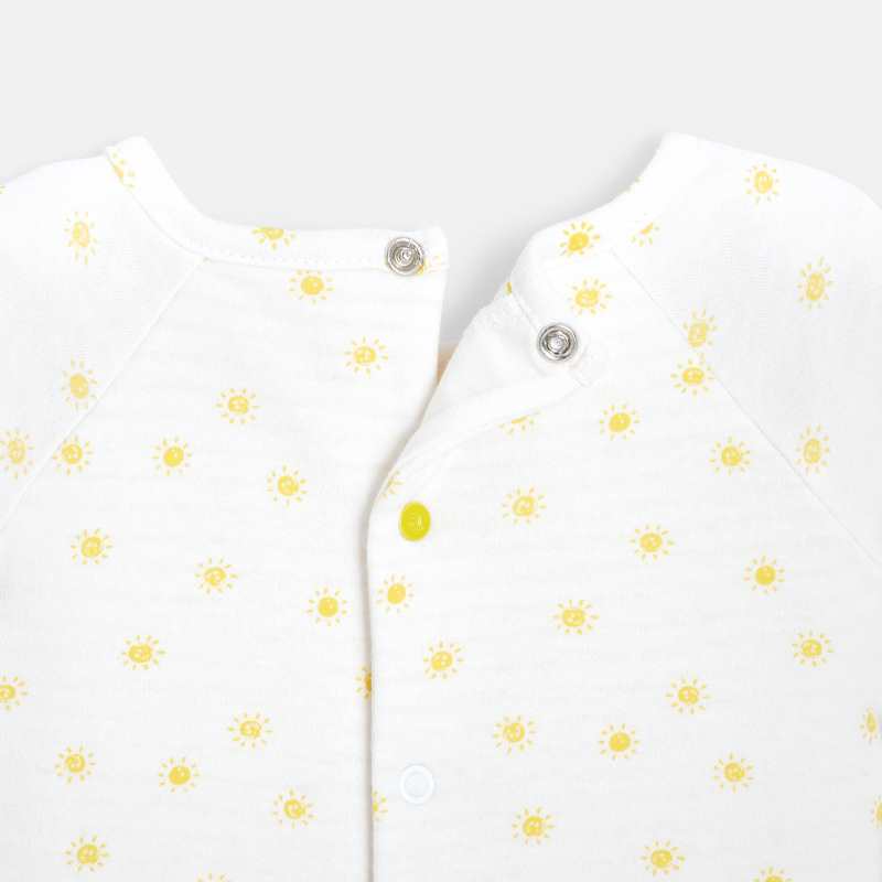 Combinaison effet 2 en 1 bébé garçon en coton bio blanc Absorba