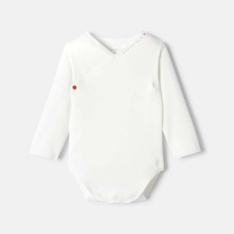 Body cœur croisé manches longues en interlock blanc naissance Absorba