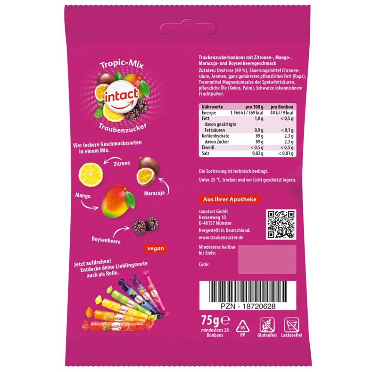 intact Traubenzucker Tropic-Mix 75g