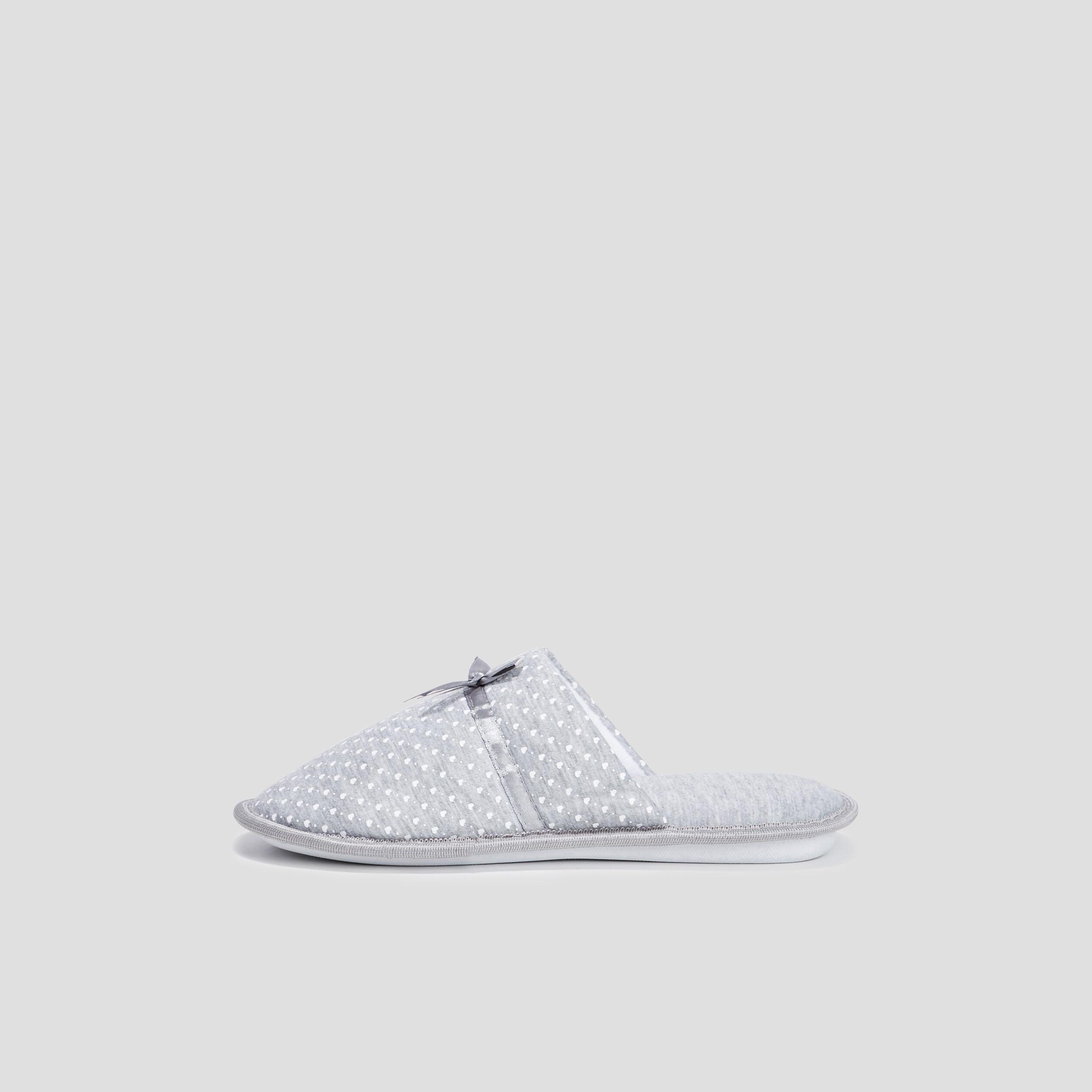 Chaussons mules petits coeurs gris femme | La Halle