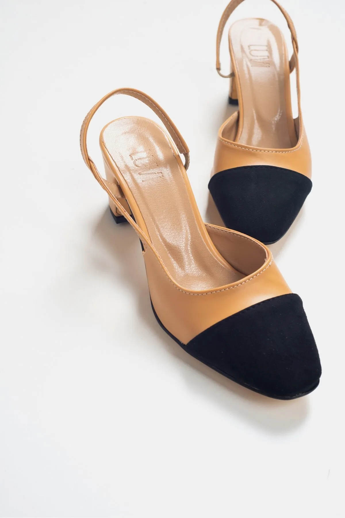 LuviShoes  Skin Skin Damen-Schuhe mit Absatz aus schwarzem Wildleder