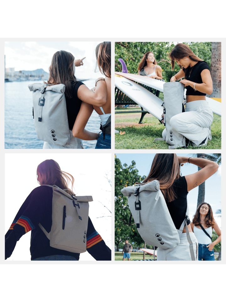 SONS OF ALOHA Rolltop Rucksack RollTop Rucksack Damen schön flach | extra Laptop-Hülle in weiß günstig kaufen onesize