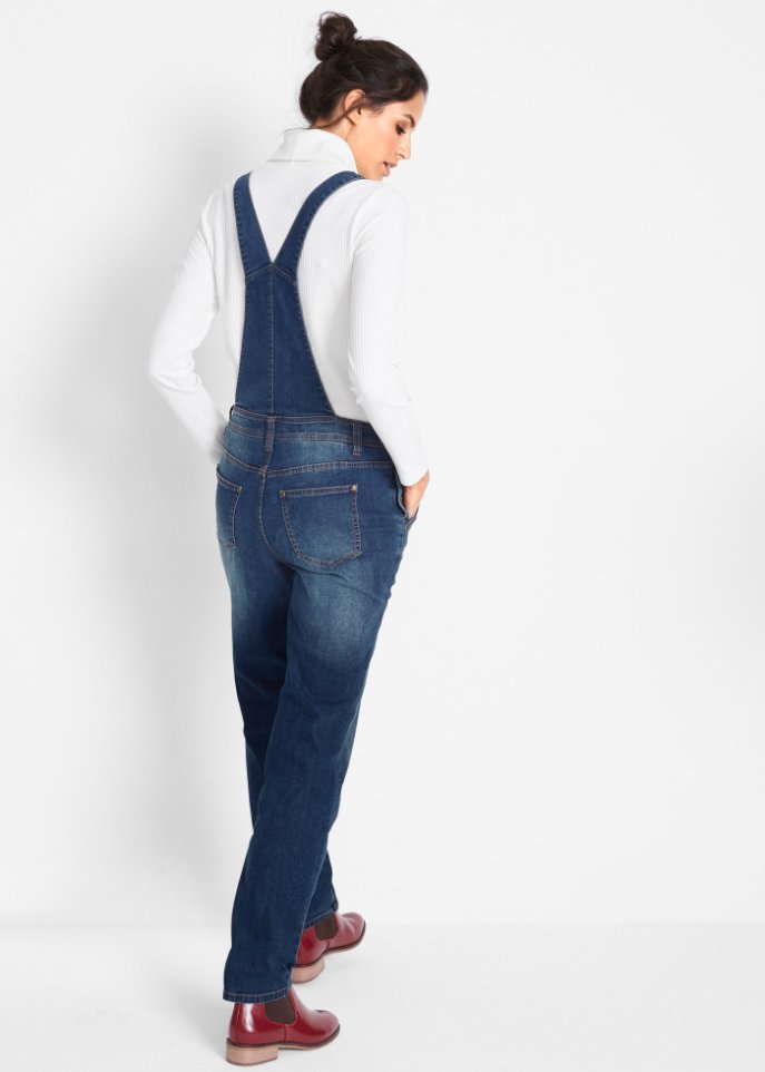 Jeans-Latzhose, bequem geschnitten