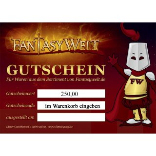Geschenkgutschein 250.- EUR für FantasyWelt.de