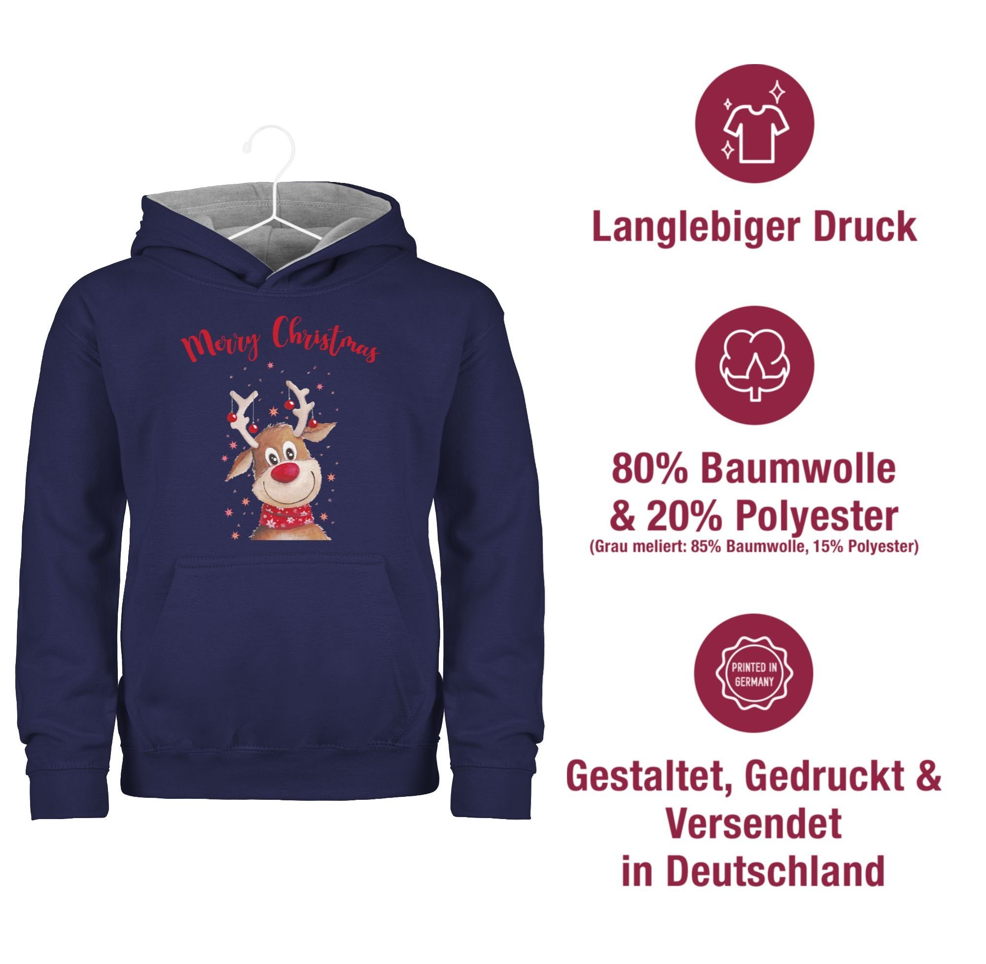 Shirtracer Hoodie Merry Christmas Rentier Weihnachten Kleidung Kinder