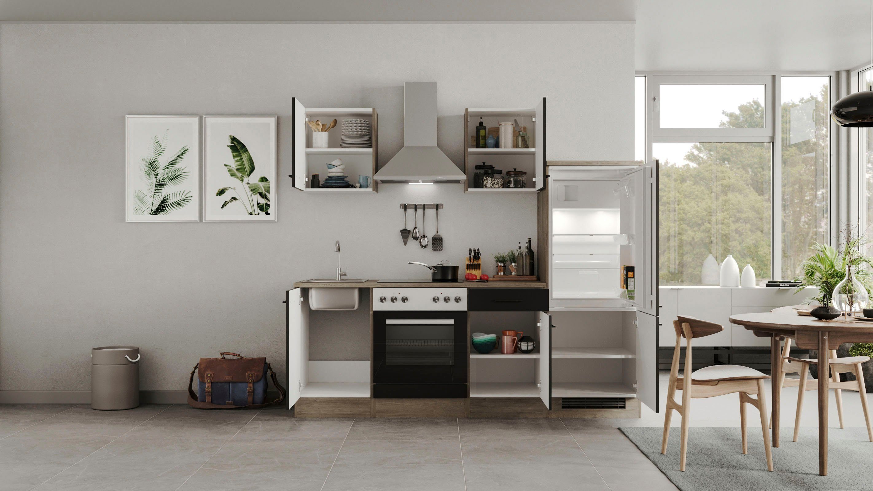 Flex-Well Küche Capri, mit und ohne E-Geräten erhältlich, Gesamtbreite 220 cm