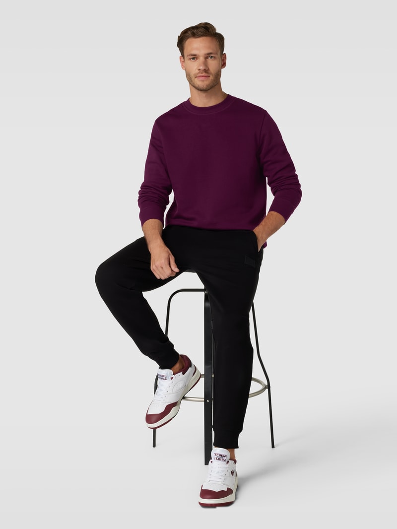 Sweatshirt mit Rundhalsausschnitt Modell 'TILO' in aubergine