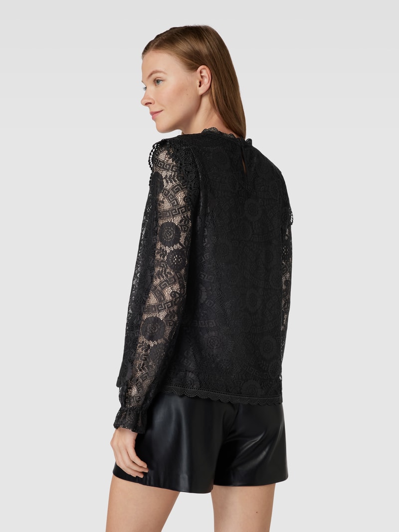 Spitzenbluse mit Rüschen Modell 'COLLINE' in schwarz