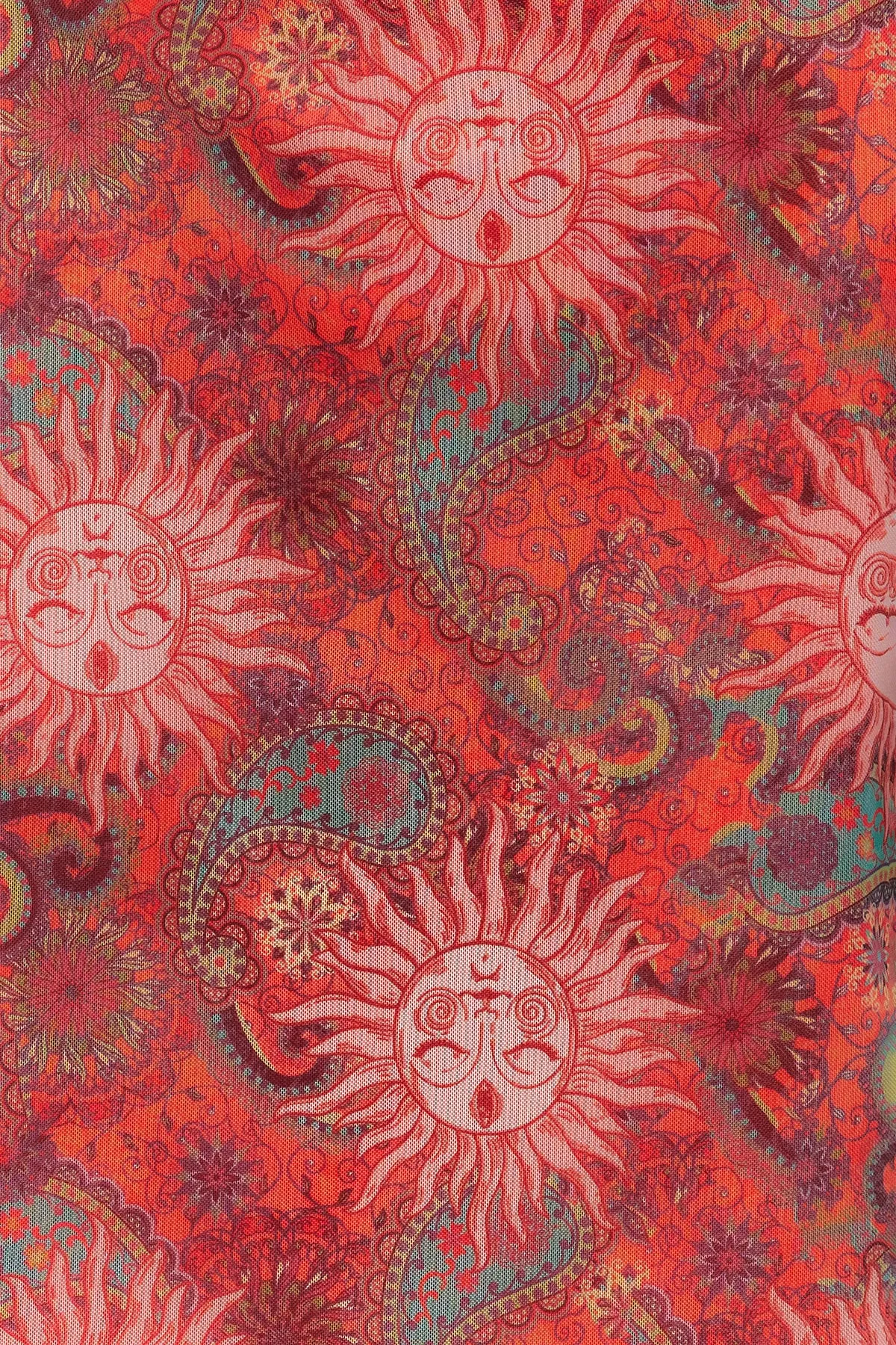 Trendyol Collection  Premium Orange bedruckter Midi-Strickrock aus Tüll mit hohem Bund und Futter TWOSS23ET00206