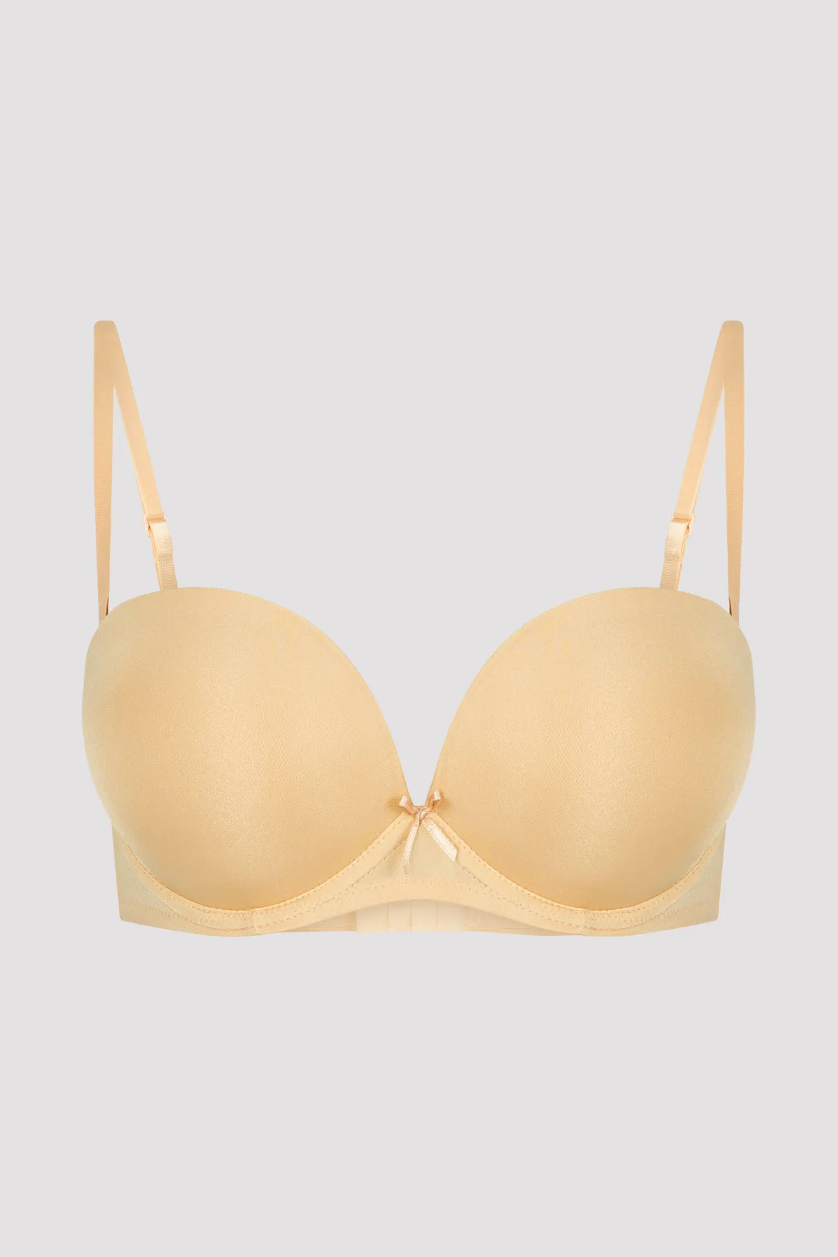 Penti  Tief ausgeschnittener, trägerloser Push-Up-BH mit gepolsterten Bügeln in Beige