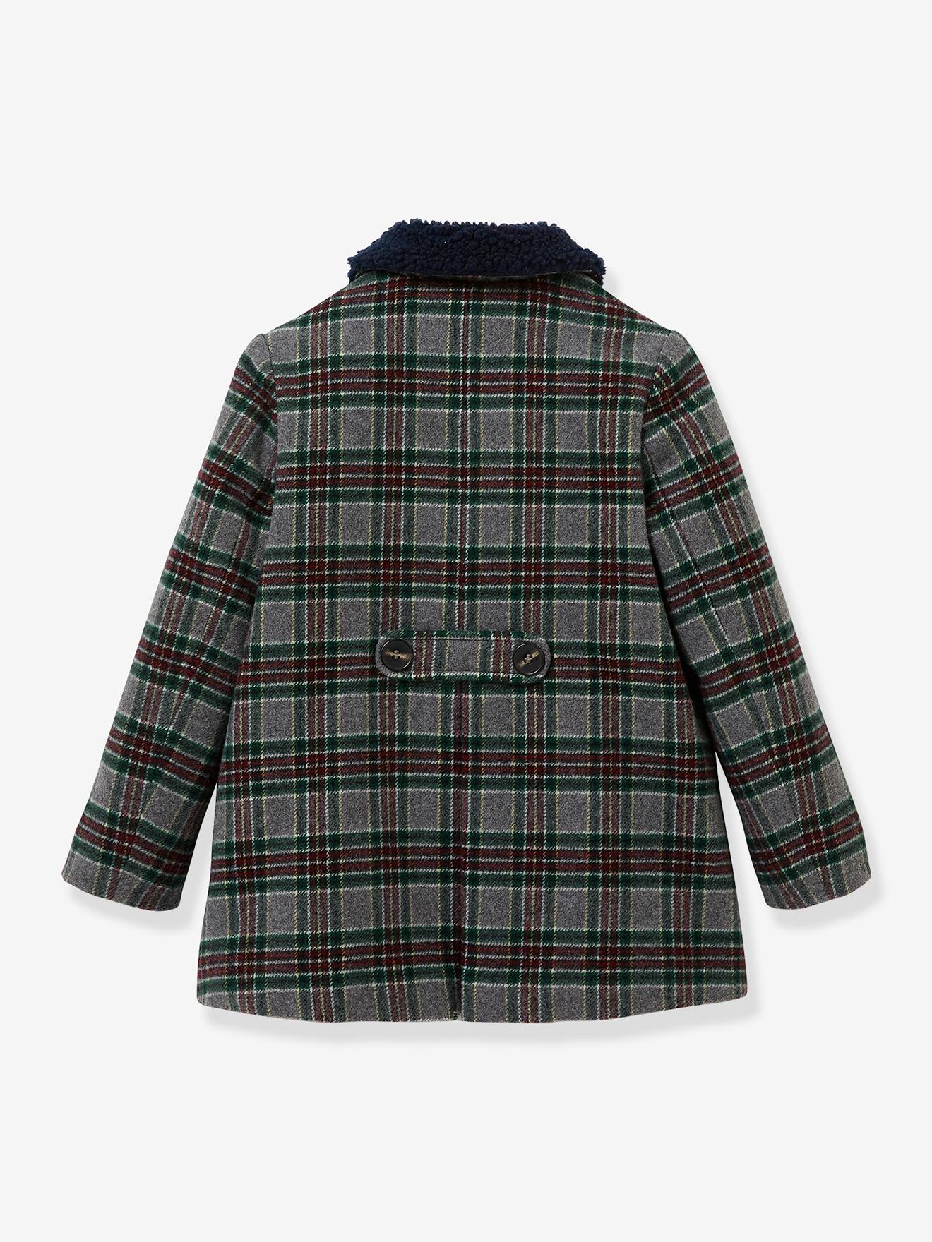 Manteau lainage fille CYRILLUS carreaux vert