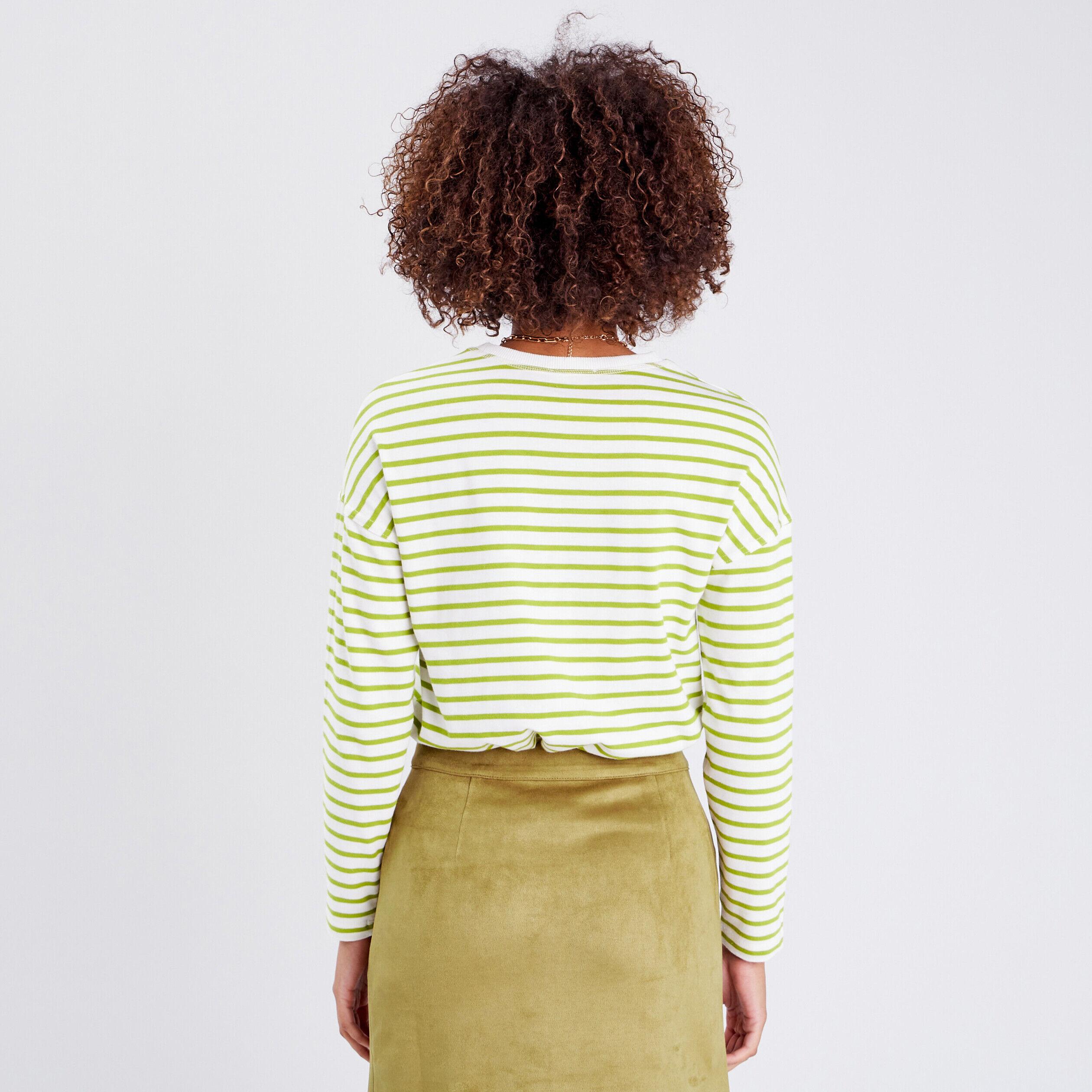 T-shirt manches longues vert anis femme | Cache Cache