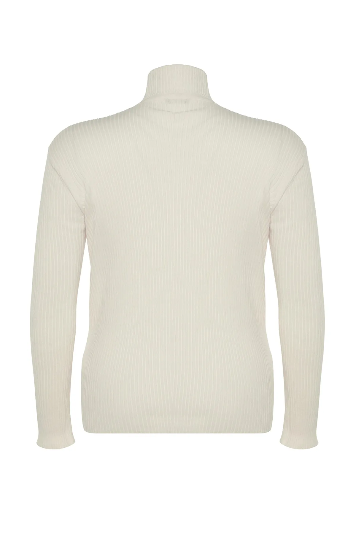 Trendyol Curve  Dünner Strickpullover - Cremefarben, halber Rollkragen, TBBAW23AN00022
