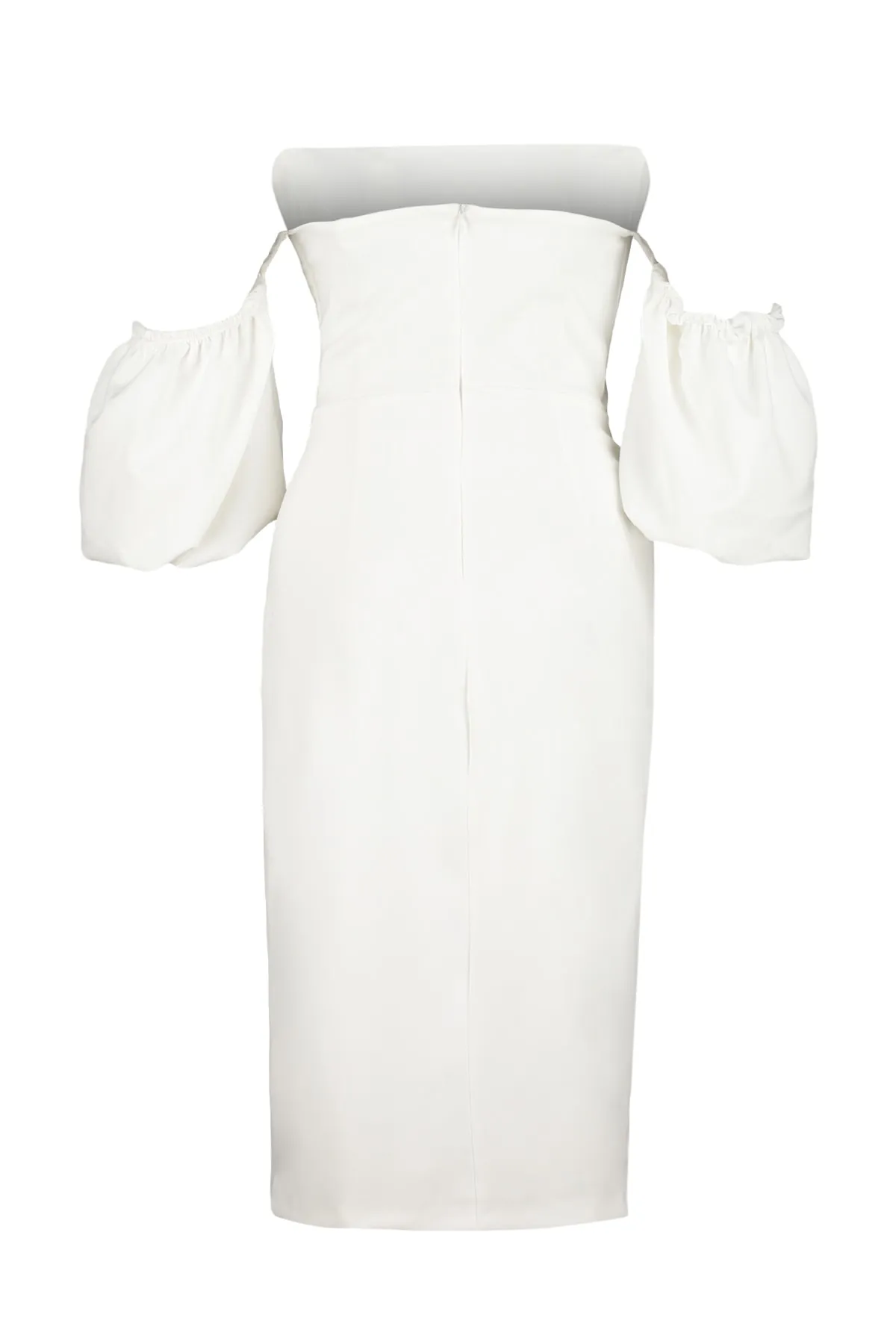 Trendyol Collection  Ecru, figurbetontes, gefüttertes Brautabendkleid mit gewebten Accessoires TPRSS23EL00090