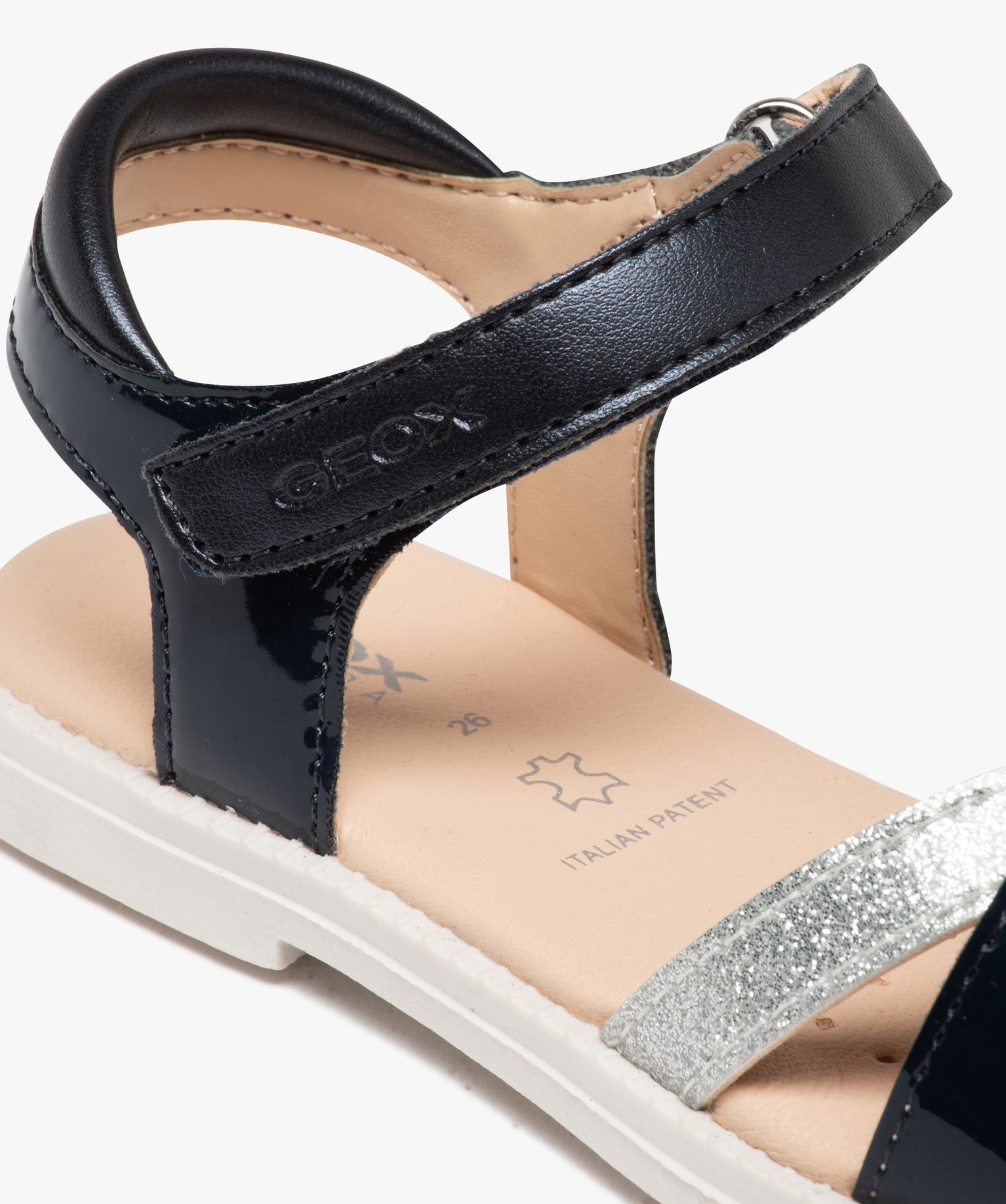 Sandales fille à fines brides métallisées et scratch – ... marine | GEMO