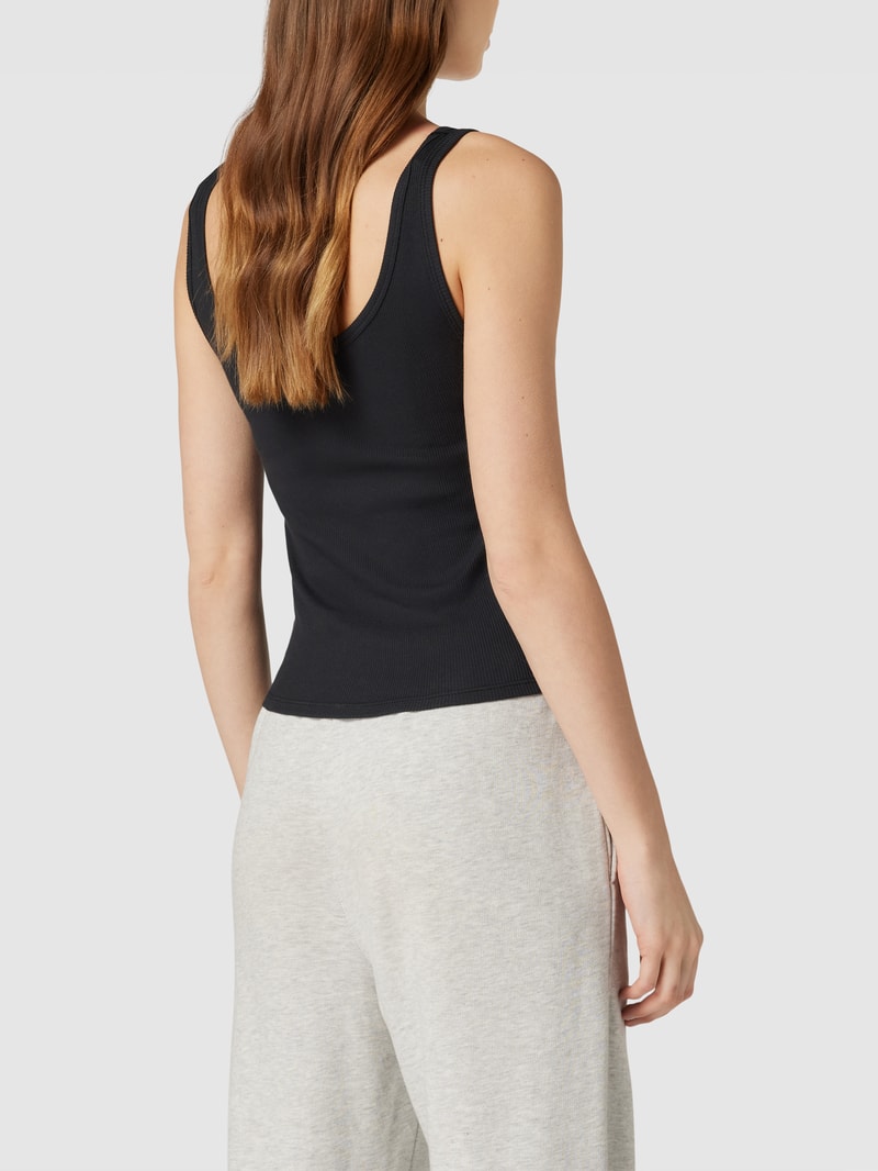 Tanktop mit Feinripp in schwarz