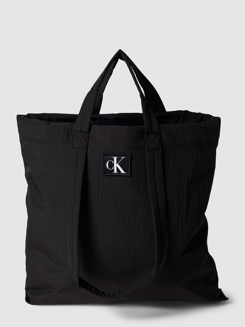 Tote Bag mit Label-Patch Modell 'City' in schwarz