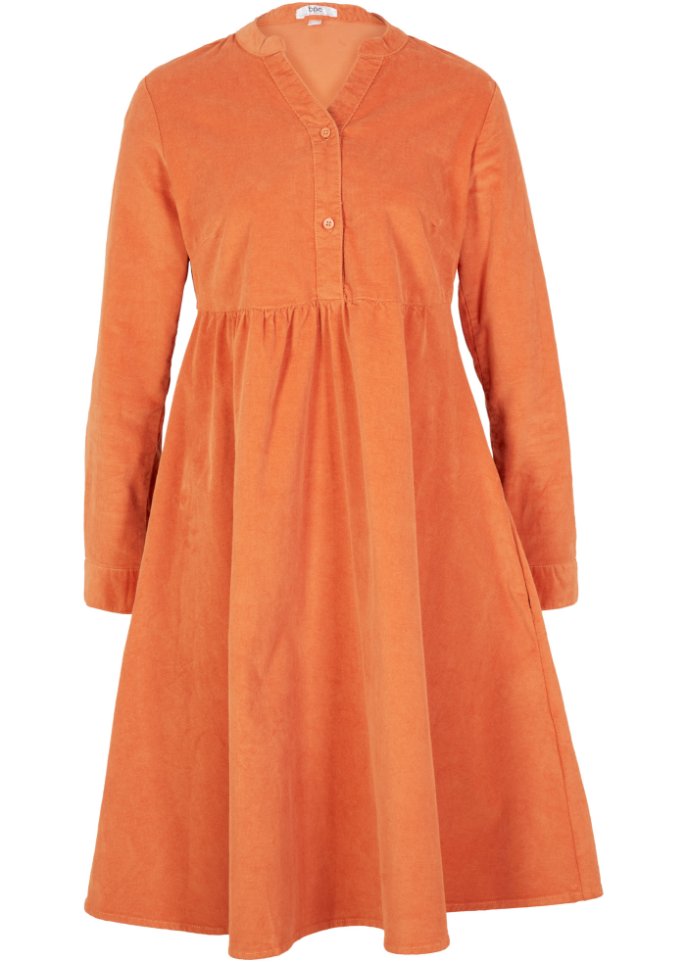 Baumwoll-Cord-Kleid mit Taschen in A-Line, knieumspielend