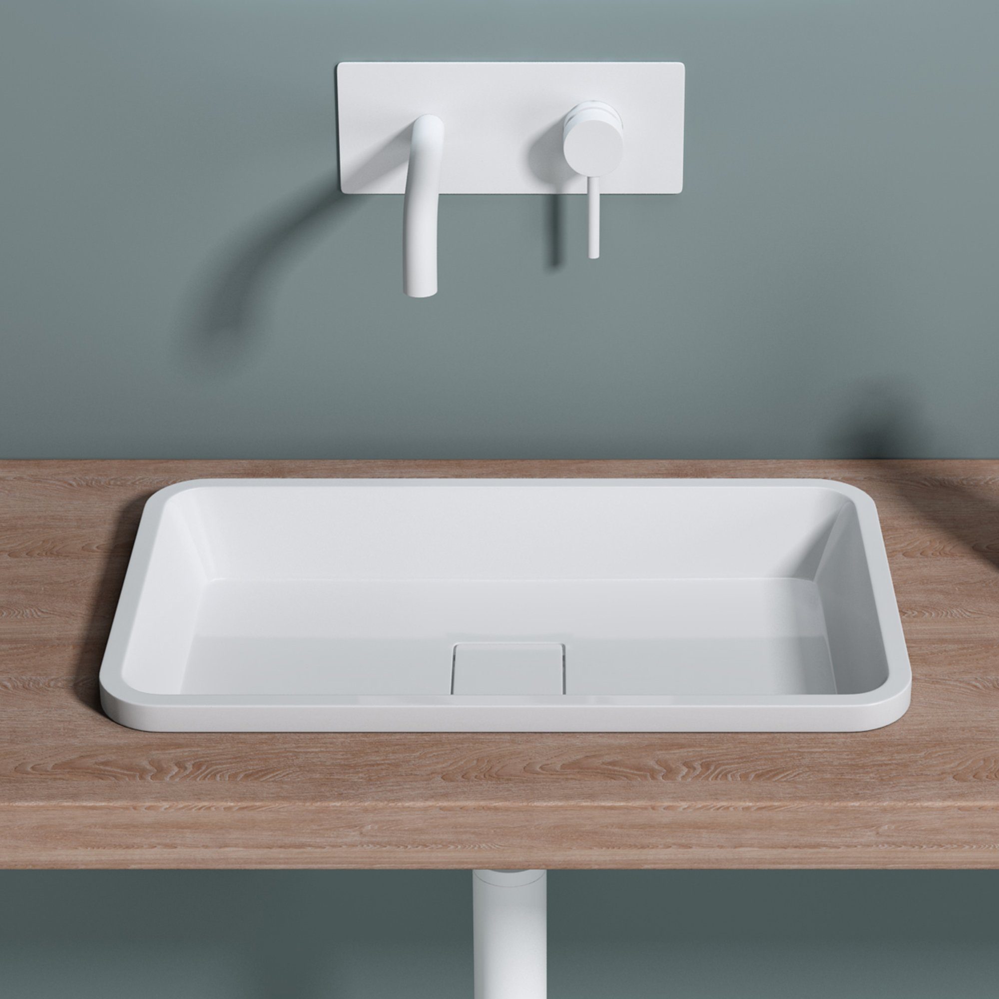 doporro Einbauwaschbecken Colossum104 Einbauwaschbecken Gussmarmor mit Ablaufabdeckung