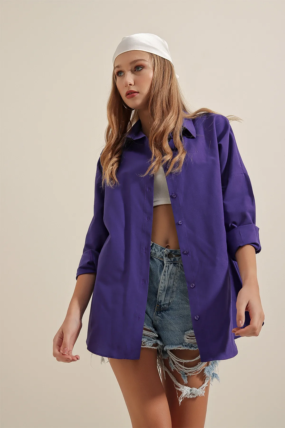 Bigdart  3900 Oversize-Lang-Basic-Hemd – Lila