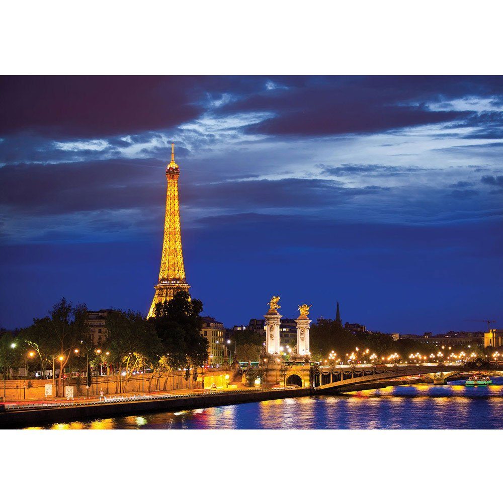 liwwing Fototapete Fototapete Paris Eifelturm Nacht Lightning Skyline Stadt Panorama no. 983, Skylines