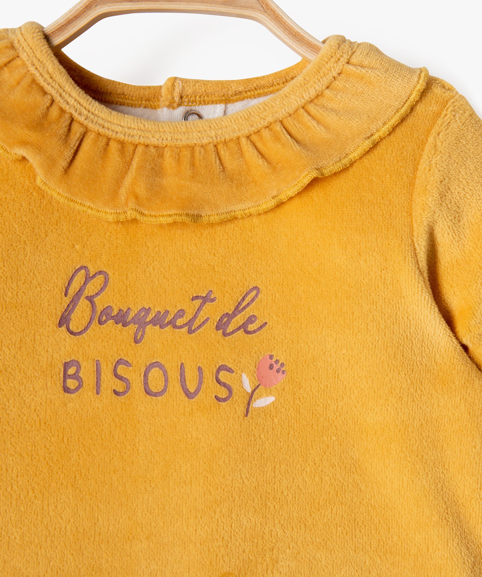 Pyjama bébé fille bimatières effet 2 en 1 jaune | GEMO