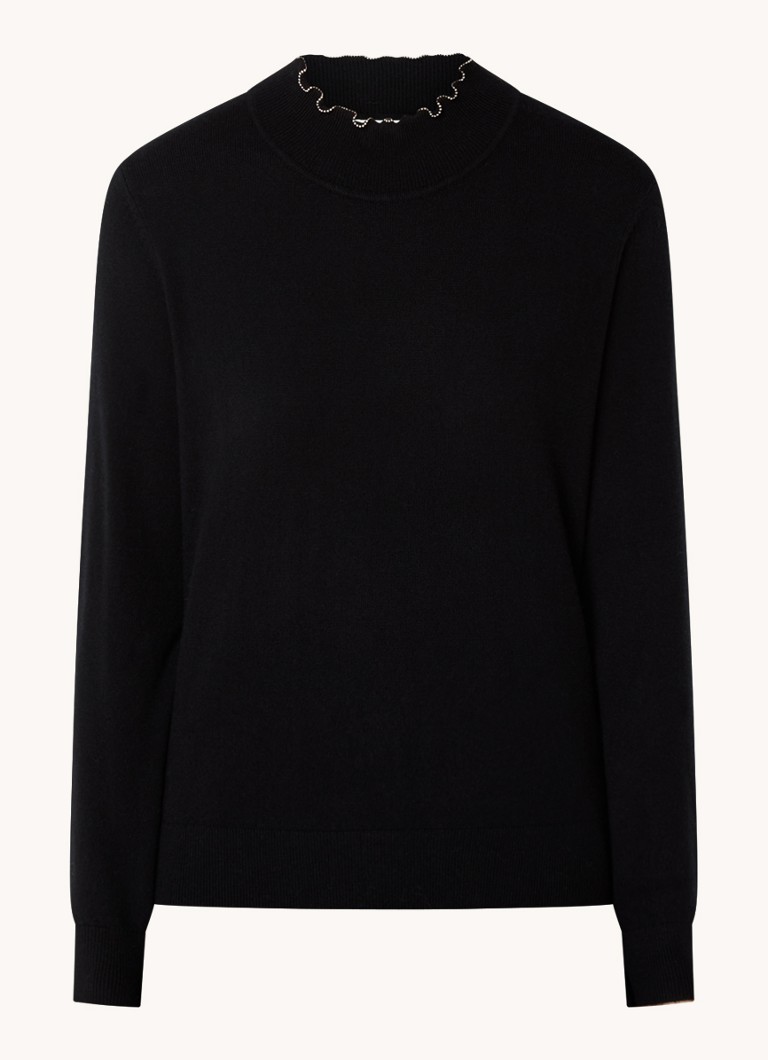 Sandro Fine-knit sweater in cashmere blend with stand-up collar