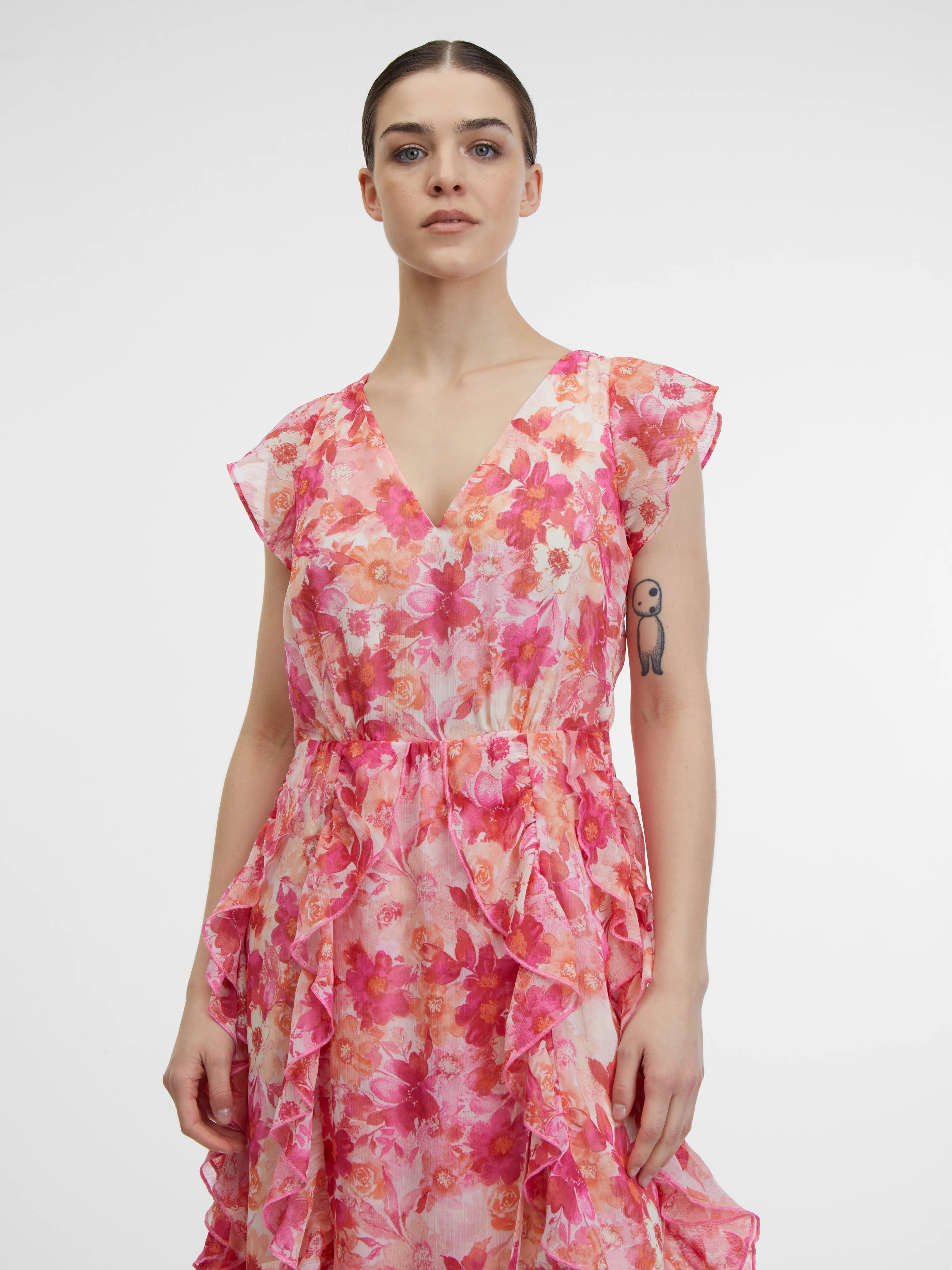 Rosa Damen Maxikleid mit Blumenmuster ORSAY