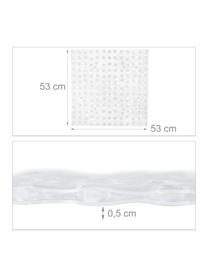 relaxdays Duschmatte in Transparent - (B)53 x (T)53 cm günstig kaufen onesize