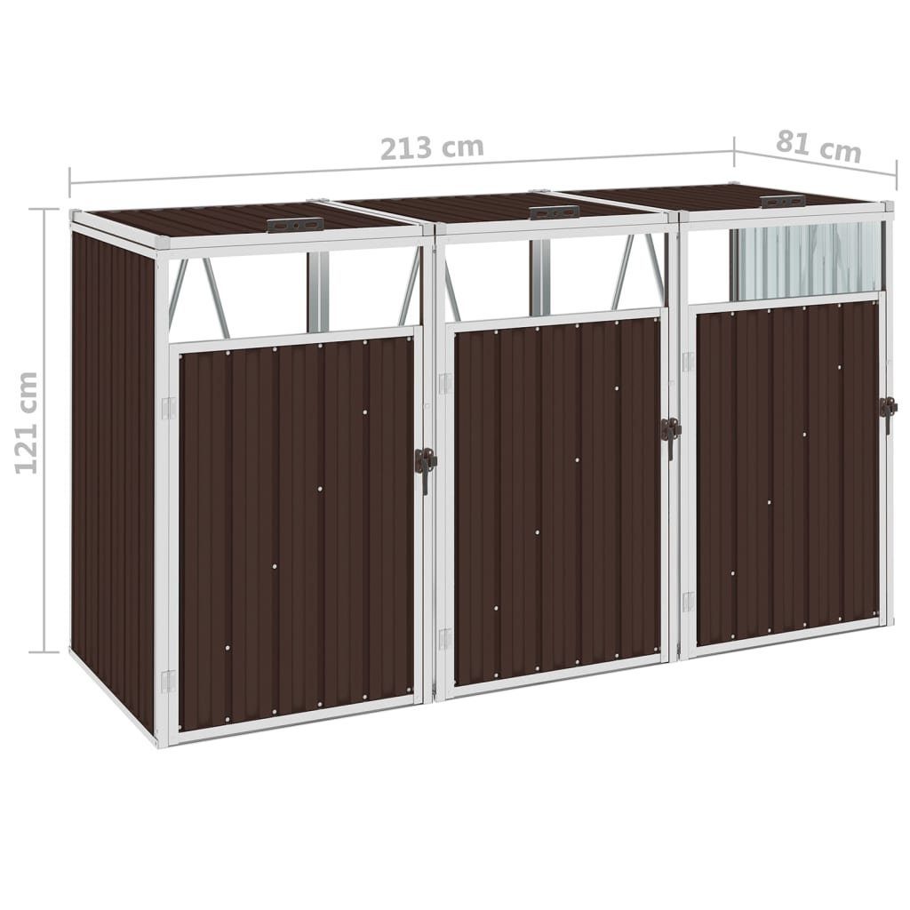 DOTMALL Mülltonnenbox Gartenbox für 3 Tonnen aus verzinktem Stahl 213×81×121 cm
