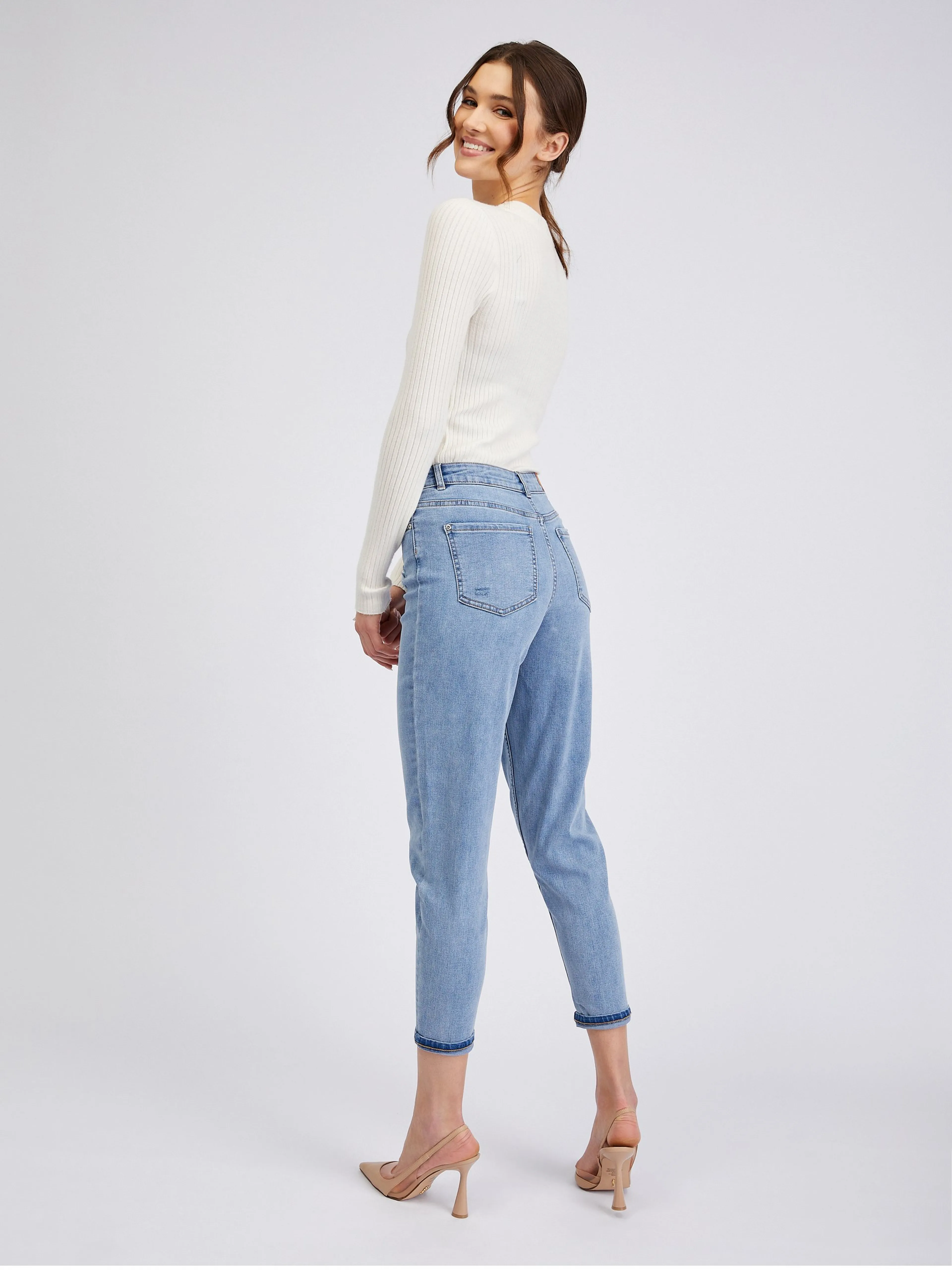 Hellblaue Cropped Mom Fit Damenjeans ORSAY