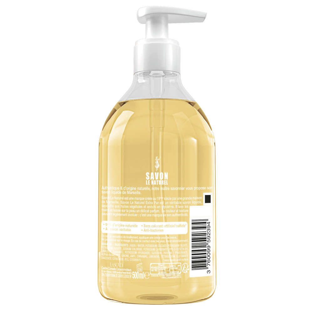 savon le naturel Savon Le Naturel Liquide Extra Pur de Marseille 500ml Savon Liquide de Marseille