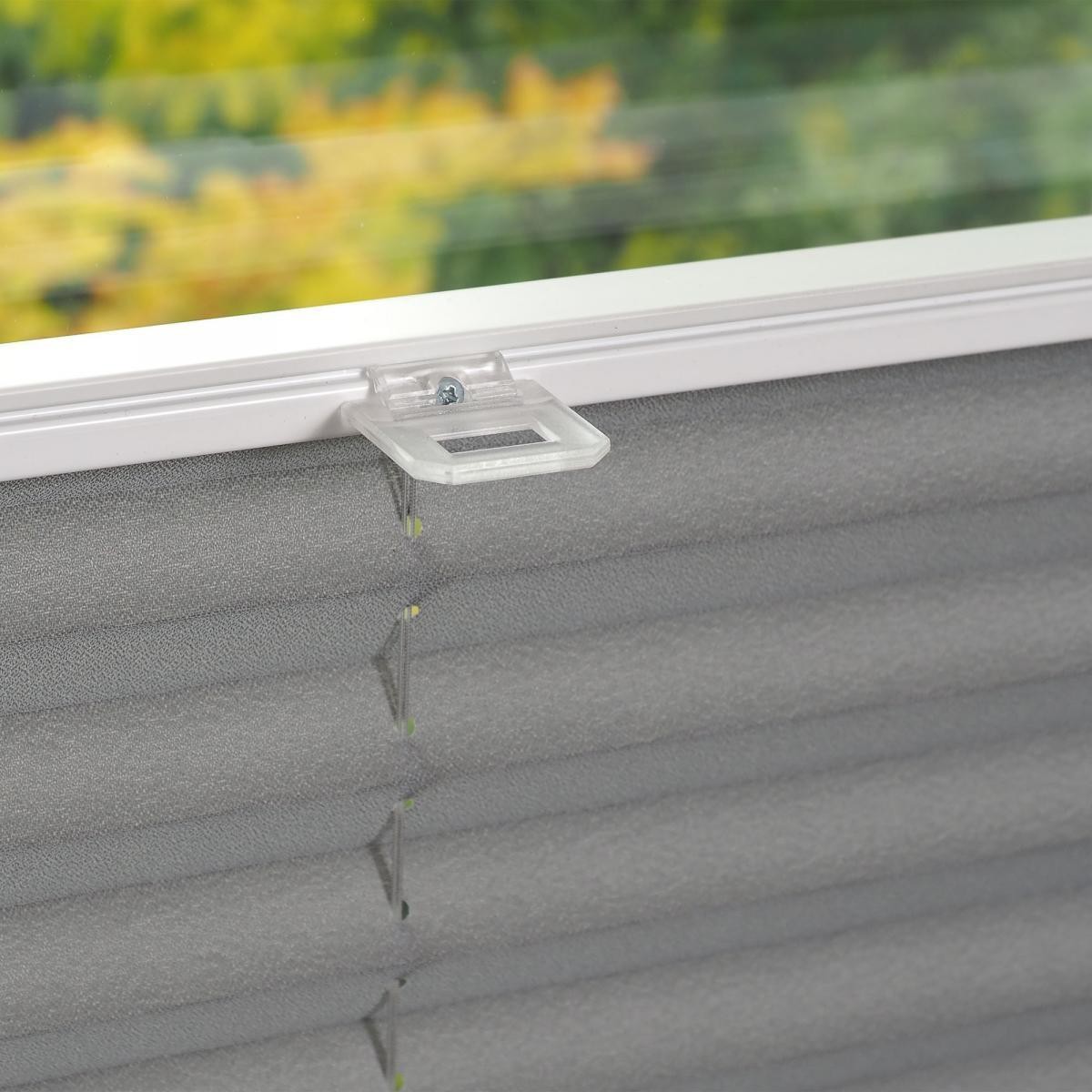 Bella Casa Klemmfix Plissee verspannt, 40 x 130 cm (Breite x Höhe), grau