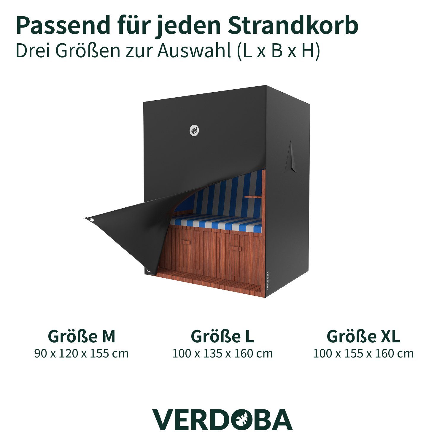 VERDOBA Strandkorb-Schutzhülle Strandkorb Schutzhülle wasserdicht 600D Oxford Strandkorbabdeckung
