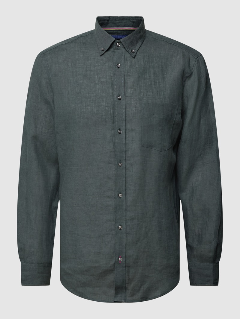 Freizeithemd mit Button-Down-Kragen in stein