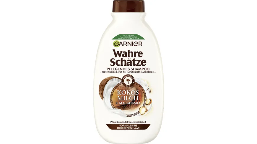Garnier Wahre Schätze Shampoo Kokosmilch & Macadamia -  Intensivpflege ohne Silikone für ein geschmeidiges  Haargefühl 300 ml