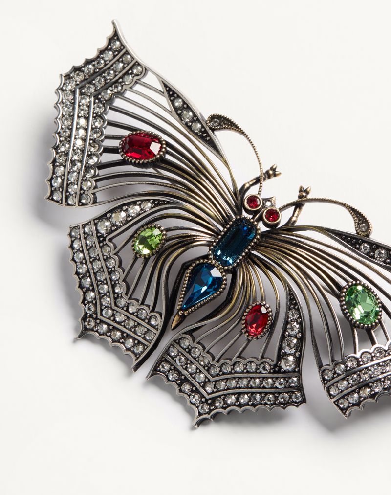 Broche Flutterby em metal e cristal