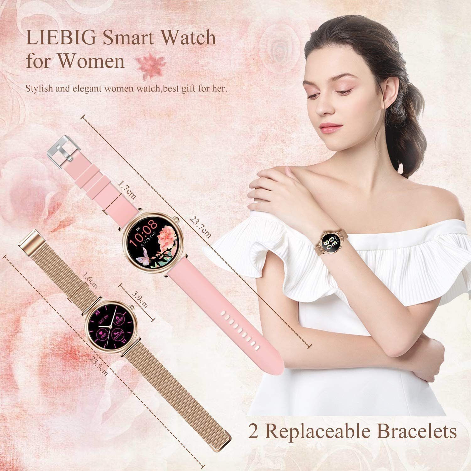 Mutoy Smartwatch, Fitness Tracker Uhr, Damen Herren Smartwatch (Fitnessuhr mit Telefonfunktion 1,08