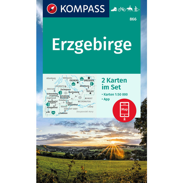 KOMPASS WANDERKARTE 866 ERZGEBIRGE 1:50000 (2 KARTEN IM SET)