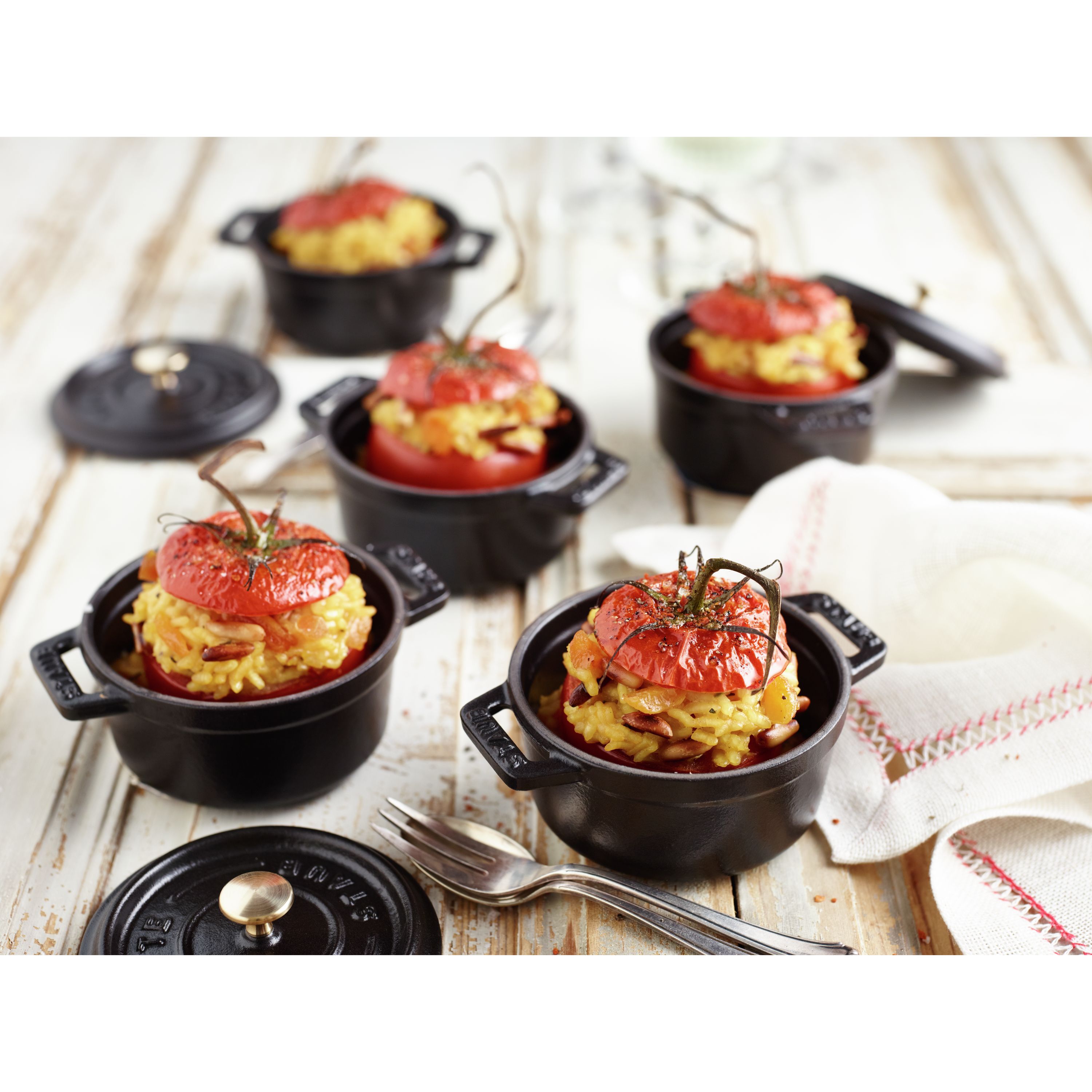 Mini Cocotte 10 cm, rund, Schwarz, Gusseisen