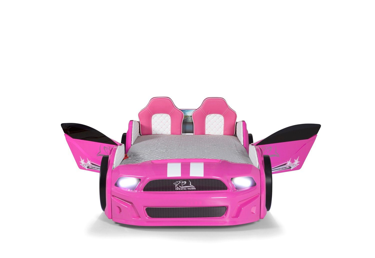 Möbel-Lux Kinderbett Must Rider, Kinderbett Must Rider in Pink mit Sitzen
