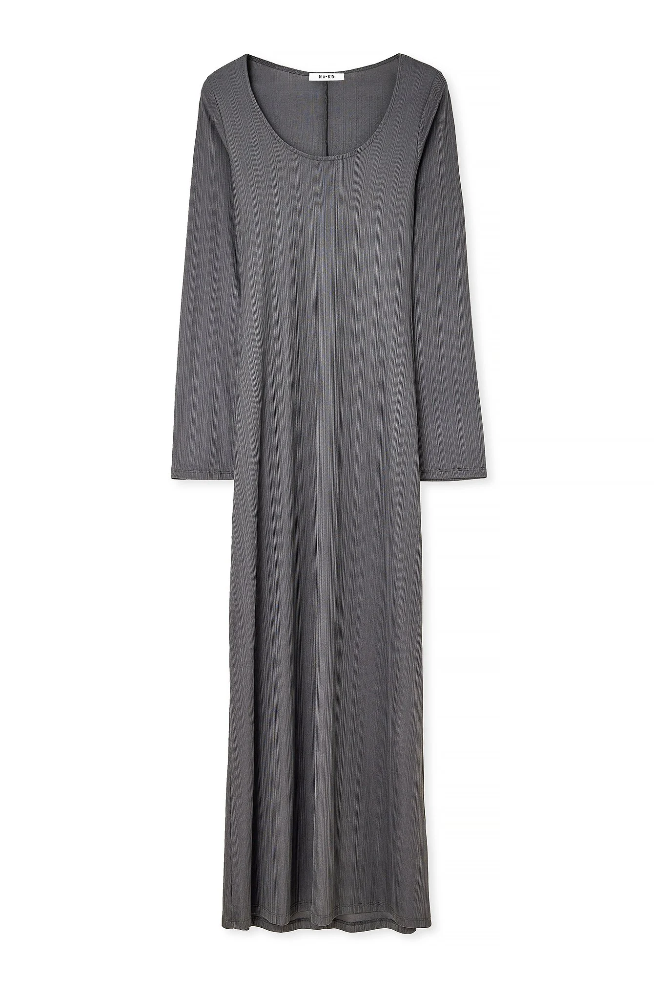 Geripptes Maxikleid mit Rüschen