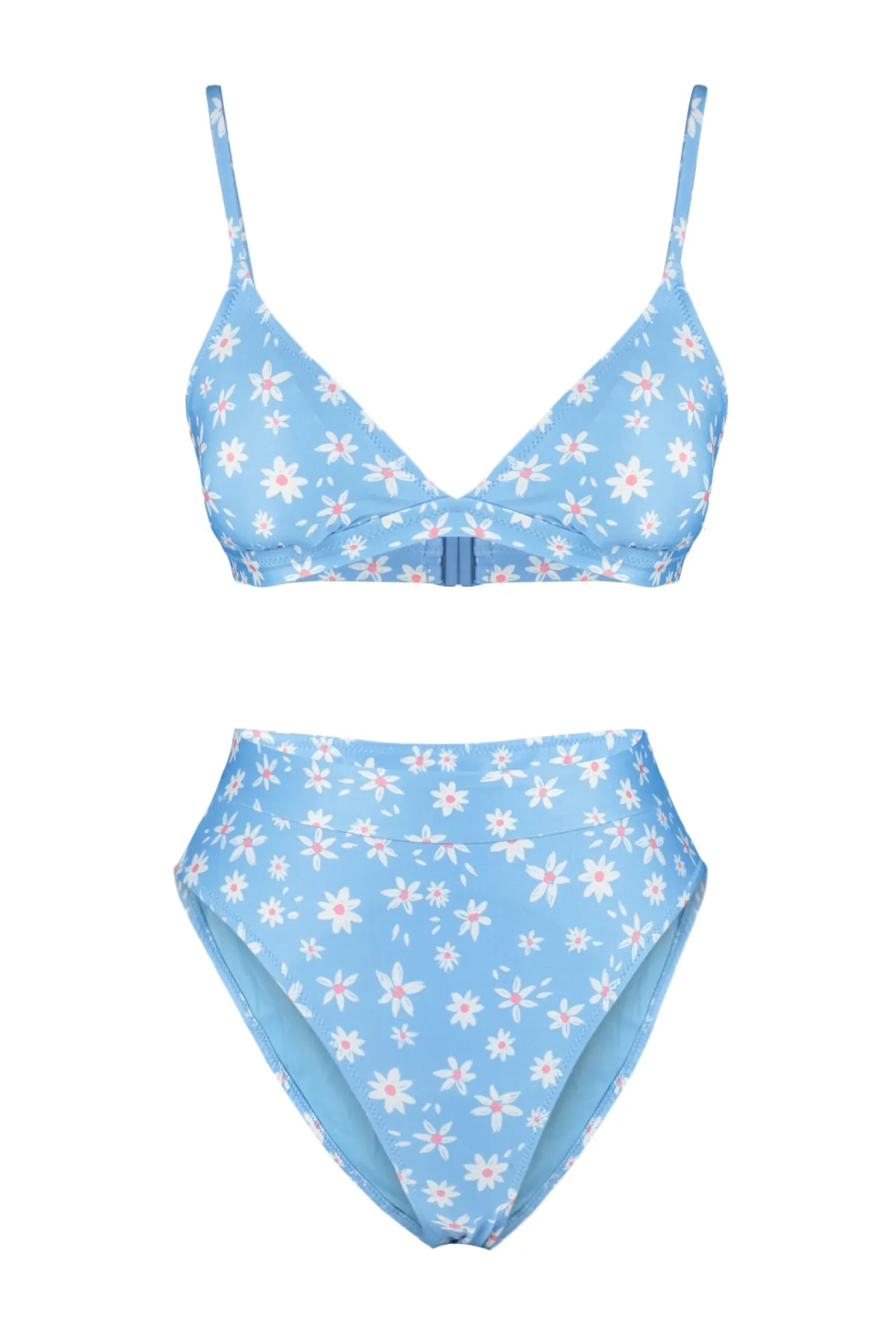 Trendyol Collection  Blaues dreieckiges Hipster-Bikini-Set mit hoher Taille und hohem Beinausschnitt TBESS22BT0016