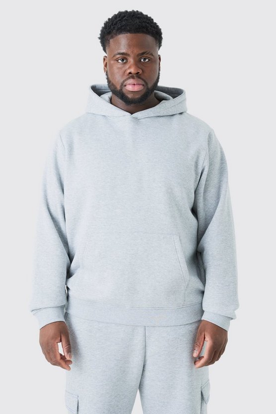 Plus Basic Over The Head Hoodie In Grey Marl