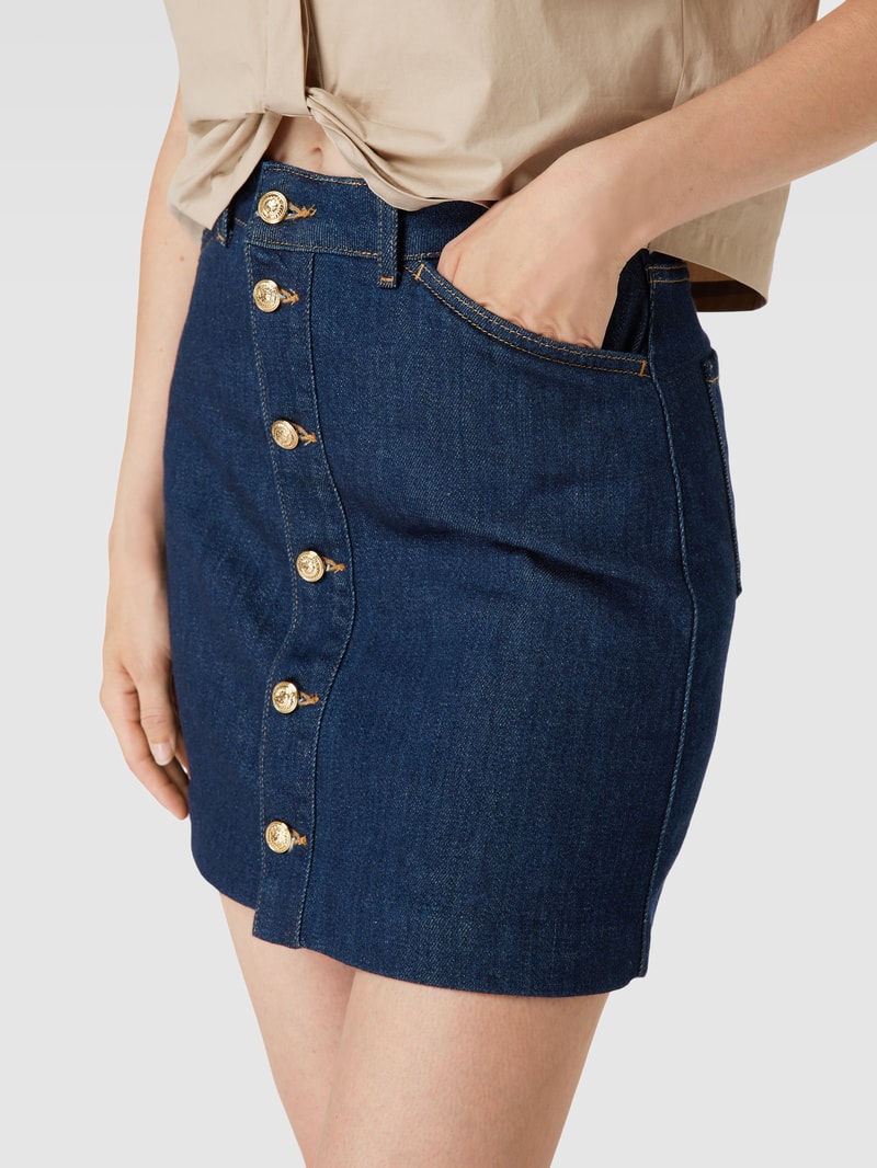 Jeansrock mit durchgehender Knopfleiste Modell 'NALA' in dunkelblau